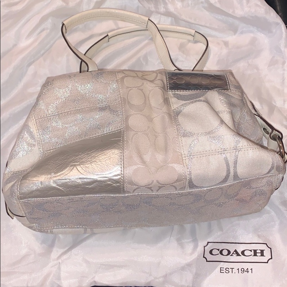 COACH SIGNATURE-STRIPE PATCHWORK WHITE Purse
